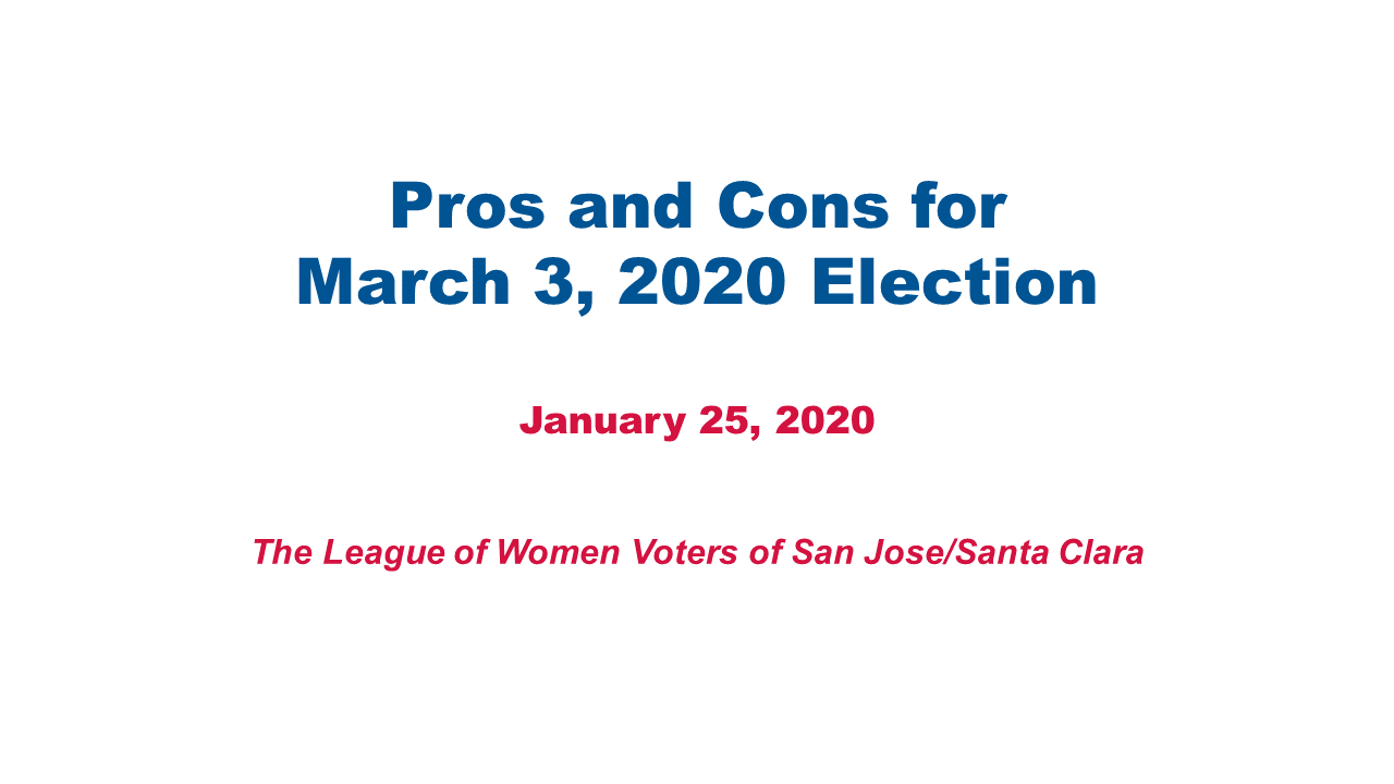 League of Women Voters explains some of the March 3, 2020 Primary Election ballot initiatives.